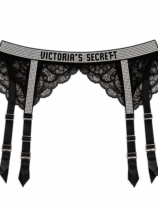 Victoria's Secret Accessories - Victoria's Secret Black Lace Crystal-Trim Garter Belt